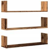 VidaXL Wandschappen 3 st 80x18x18 cm bewerkt hout oud houtkleurig