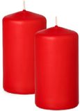 Trend Candles Bougie cylindrique/bougie tronc - 2x - rouge - 5 x 10 cm - 23 heures de combustion