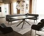 Taya-Flex Banc de salle à manger 285x190 cm microfibre anthracite vintage châssis à patins plat titane ressort ensaché à droite