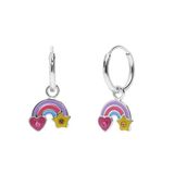Lucardi Kinder Zilveren oorring kinderen regenboog