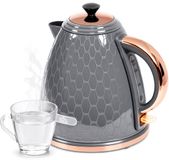 HOMCOM Elektrische Waterkoker 1,7L, 2200W Snelkoker, Snoerloos met Uitneembaar Wasbaar Antikalkfilter, Automatische Uitschakeling, 360° Draaivoet, Grijs