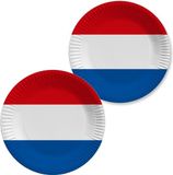 Merkloos / Sans marque Koopman International Gebaksbordjes vlag Nederland - 10x st - D23 cm - karton - Holland bordjes - Koningsdag/Bevrijdingsdag