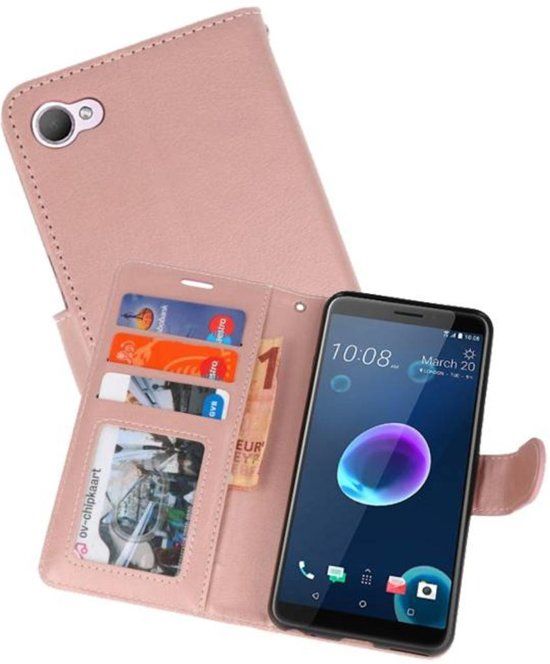 Best Cases Roze Wallet Case Hoesje voor HTC Desire 12 - 8718883920637