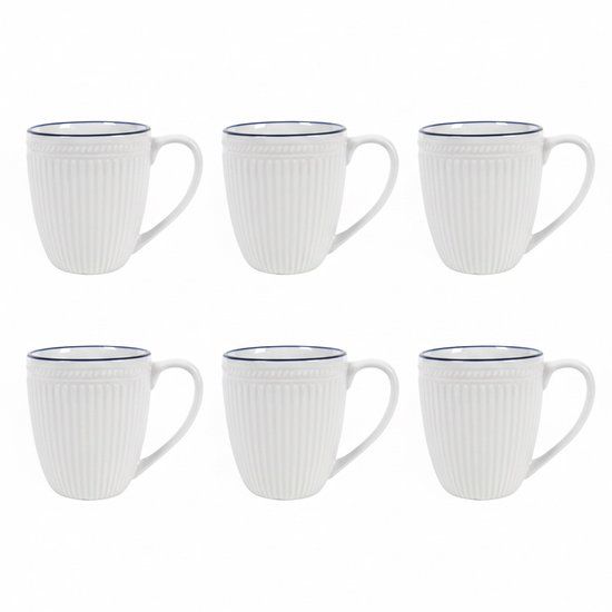 Cookinglife Mokken Whitmore 350 ml - Wit - Aardewerk - 6 stuks