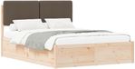 vidaXL Bedframe met Gevoerde Hoofdbord Taupe 140 x 200 cm