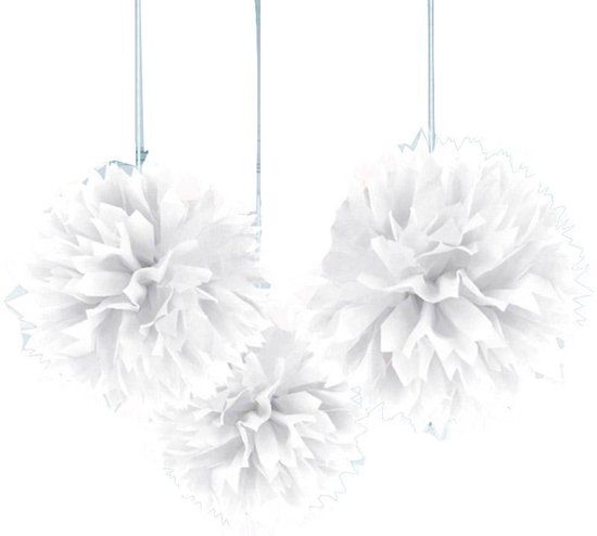 Witte bollen decoratie om op te hangen - Feestdecoratievoorwerp - Wit - Papier