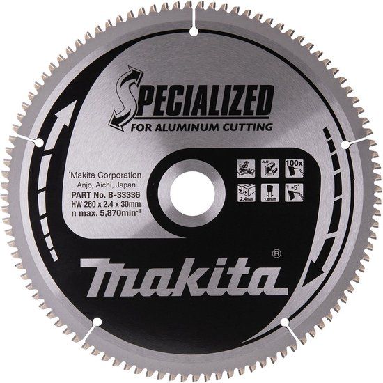 Makita Afkortzaagblad voor Aluminium | Ø 260mm 100T - B-33336