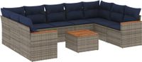 vidaXL - 10-delige - tuinbankset - met - kussens, - grijs - polyrotan