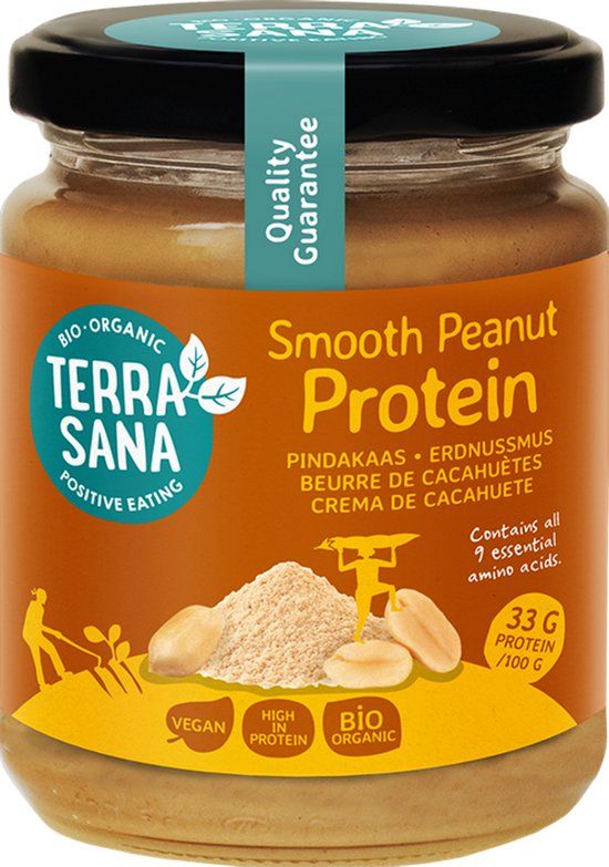TerraSana Proteïne Pindakaas Fijn (250 gr)