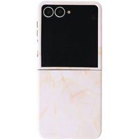Selencia Hoesje - Geschikt voor Samsung Galaxy Z Flip 8 - Backcover met Magnetische Ring - Golden Beige Marble