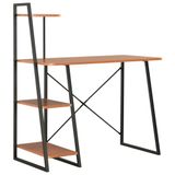 VidaXL Bureau met schappen 102x50x117 cm zwart en bruin