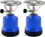 Camping kookstel - Set van 2x stuks - blauw - 18 x 12 x 12 cm - kunststof - kampeer - Outdoor kookplaat - kampeerfornuis - reiskookstel