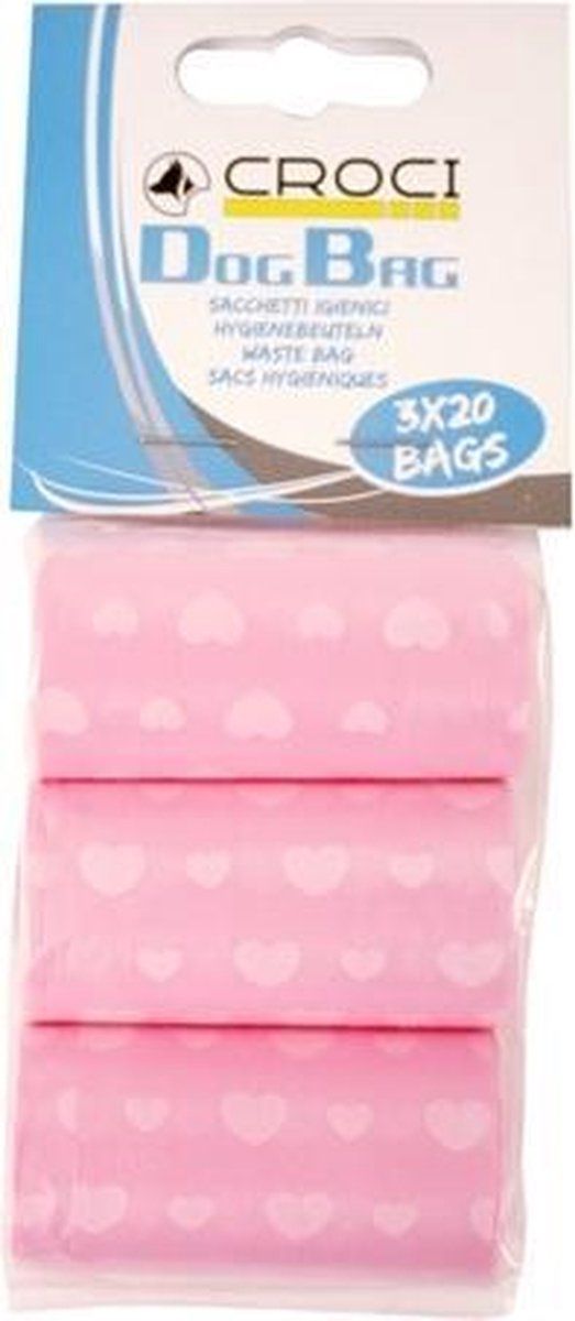 Croci Poepzakjes Roze Met Hartjes 3X20 ST