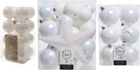 Bellatio Decorations Shoppartners Bv 55x stuks kunststof kerstballen met ster piek parelmoer wit mix