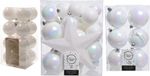 Shoppartners Bv 55x pièces boules de Noël en plastique avec étoile blanche nacrée mix