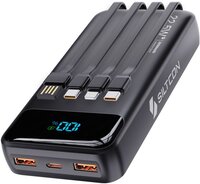 Siltcon Powerbank 30000 mAh - 22.5W Fast Charging Power Bank with Built-in Cables - Black