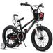 Vélo pour enfant, 16 pouces, noir, avec stabilisateurs, panier et porte-gourde