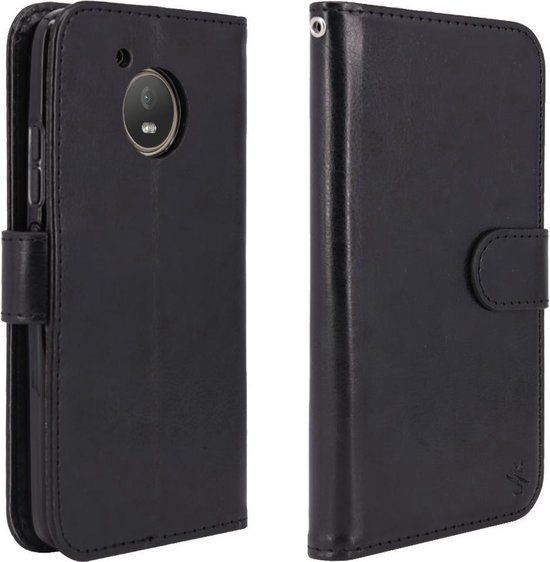 ZT Accessoires Book Case geschikt voor Motorola Moto E4 Plus - Zwart - portemonnee hoesje