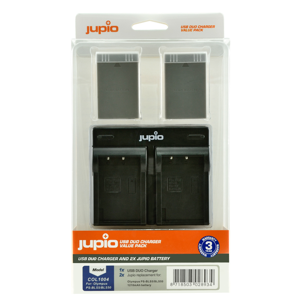 Jupio Kit: 2x Battery PS-BLS5 / PS-BLS50 1210mAh + USB Dual Charger
