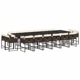 vidaXL 17-delige Tuinset met kussens, poly rattan, bruin