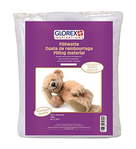 Glorex 0 2521 - witte vulwatten, 150 g, vulmateriaal van 100% polyester, met extra veel spankracht, stofvrij, wasbaar, geurvrij en hygiënisch.