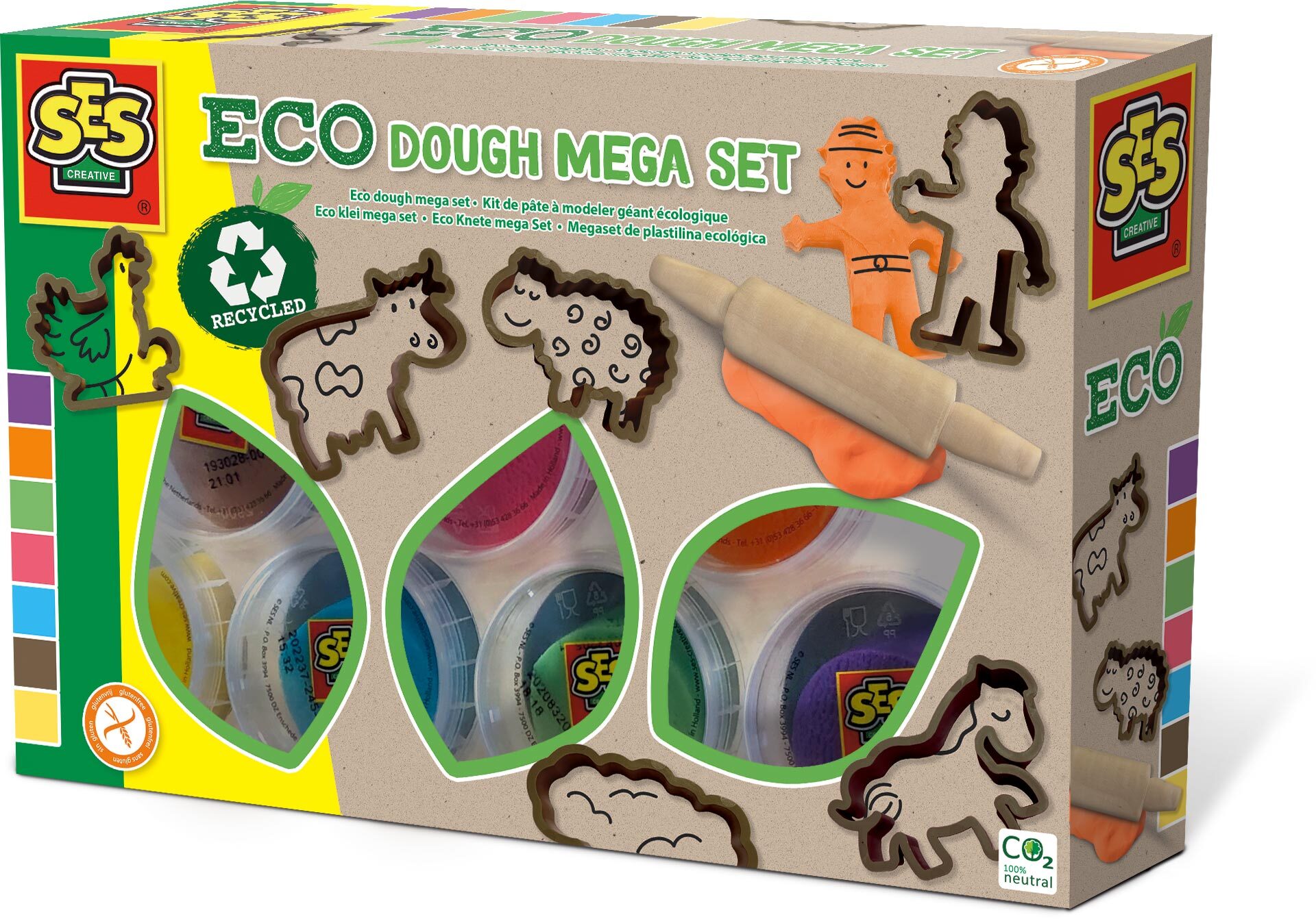 SES Creative Eco klei mega set (7x90gr met tools)