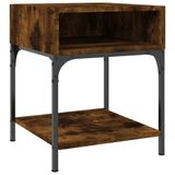 vidaXL Table de chevet 40x41x50 cm bois de manguier sculpté couleur chêne fumé