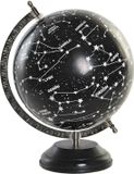 Item International Wereldbol Sterrenhemel - Zwarte sterrenbol op aluminium voet - 28 x 22 cm