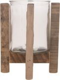 Bellatio design Bougeoir en bois sur pied - 17 cm