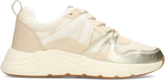 POSH by Poelman "CAROCEL" Dames Sneaker | Wit met beige combinatie | Maat 37 | Lente/Zomer 2025