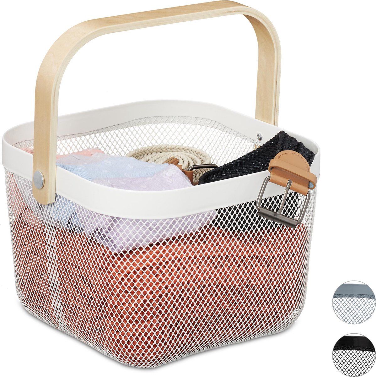 Relaxdays opbergmand metaal - opruimmand met handgreep - draadmand - mand - opbergmandje