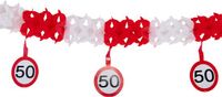 Folat Guirlandes 50 ans - 4 mètres - panneaux de signalisation - décoration d'anniversaire - Abraham/Sarah - décoration
