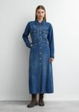Comma Robe Bleu Coton Manches longues Hauteur mollet Taille 38