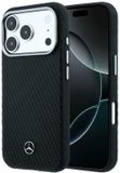 Mercedes Cuir Semi-enveloppant MagSafe Coque pour iPhone 17 Pro Max Noir