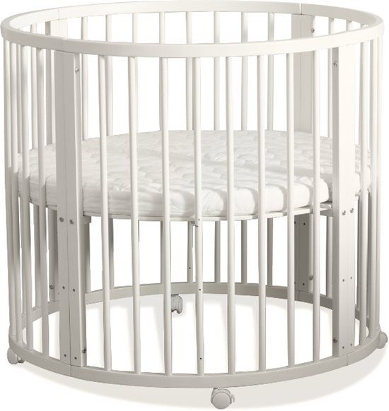Buxibo Baby Box - Round Playpen with Mattress - White - 92x92x80.5cm