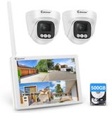 Merkloos Bewakingscameraset 5MP Buiten Draadloos 10 inch monitor 500 GB