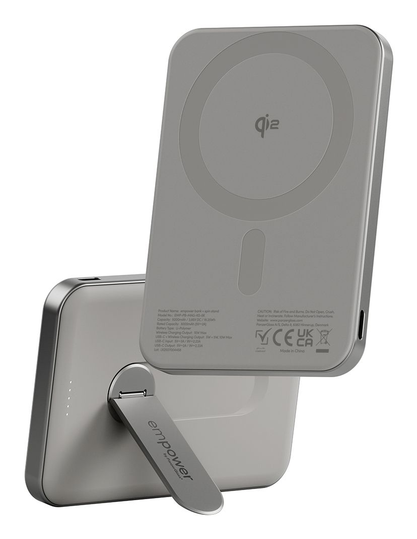 PanzerGlass Empower by PanzerGlass Empower Bank Powerbank met Standaard 5.000 mAh - Geschikt voor MagSafe en Qi2 - Wit