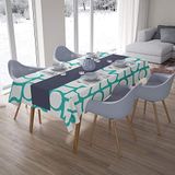Bonamaison Tafelkleed, Anti-Mold, Sneldrogend, Waterdicht, 100% Polyester Tafellaken, Turkoois, wit, 140 x 200 Cm