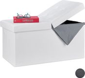Merkloos Relaxdays Zitbank met opbergruimte, opvouwbaar, kunstleer, wit