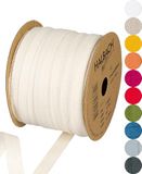 Halbach Seidenbänder Katoenen band 10 mm x 30 m, linten om te knutselen per meter, stoffen band voor decoraties, geweven band 100% katoen doe-het-zelf handwerk, biasband naaiwerk, off-white, 24500