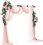 Fleurs artificielles set pour arche de mariage, rose, avec 2 fleurs et 3 draperies
