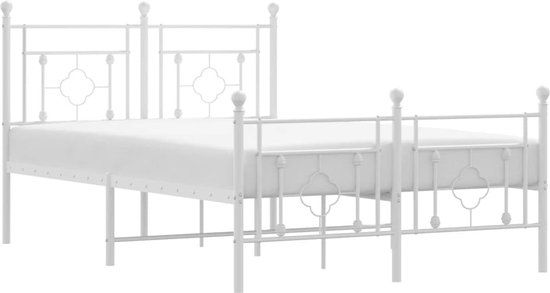vidaXL Bedframe met hoofd- en voeteneinde metaal wit 120x200 cm