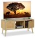 Meuble TV aspect rotin, pour téléviseurs jusqu'à 43 pouces, naturel