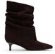 Sacha - Femme - Bottines slouchy en daim marron foncé à talon - Taille 38