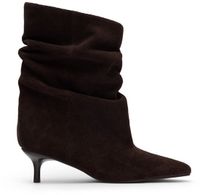 Sacha - Femme - Bottines slouchy en daim marron foncé à talon - Taille 38