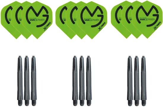 XQ Darts Michael van Gerwen - cadeauset - groen - dartshafts - dartflights - mvg