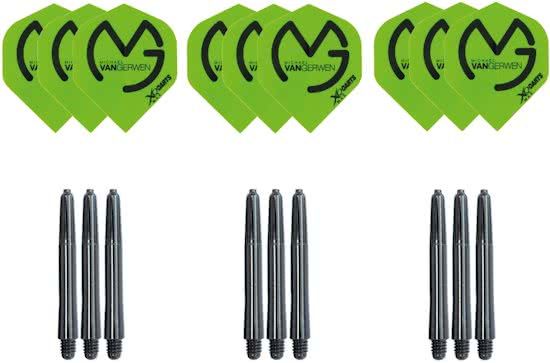XQ Darts Michael van Gerwen Cadeauset - Groen - Dartshafts - Dartflights - MVG