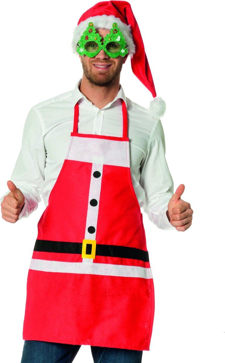 Witbaard Schort Kerstman Volwassenen Rood Polyester