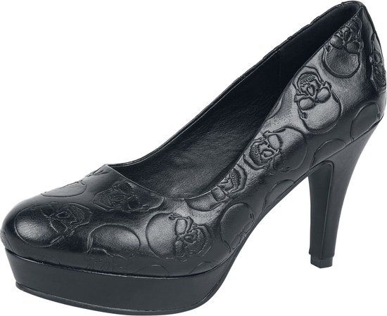 Rock Rebel by EMP Zwarte hoge hakken met all-over doodshoofdprint - Dames - EU41