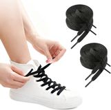Lacets plats en polyester 180 cm - 8 mm de large - 4 lacets - Noir